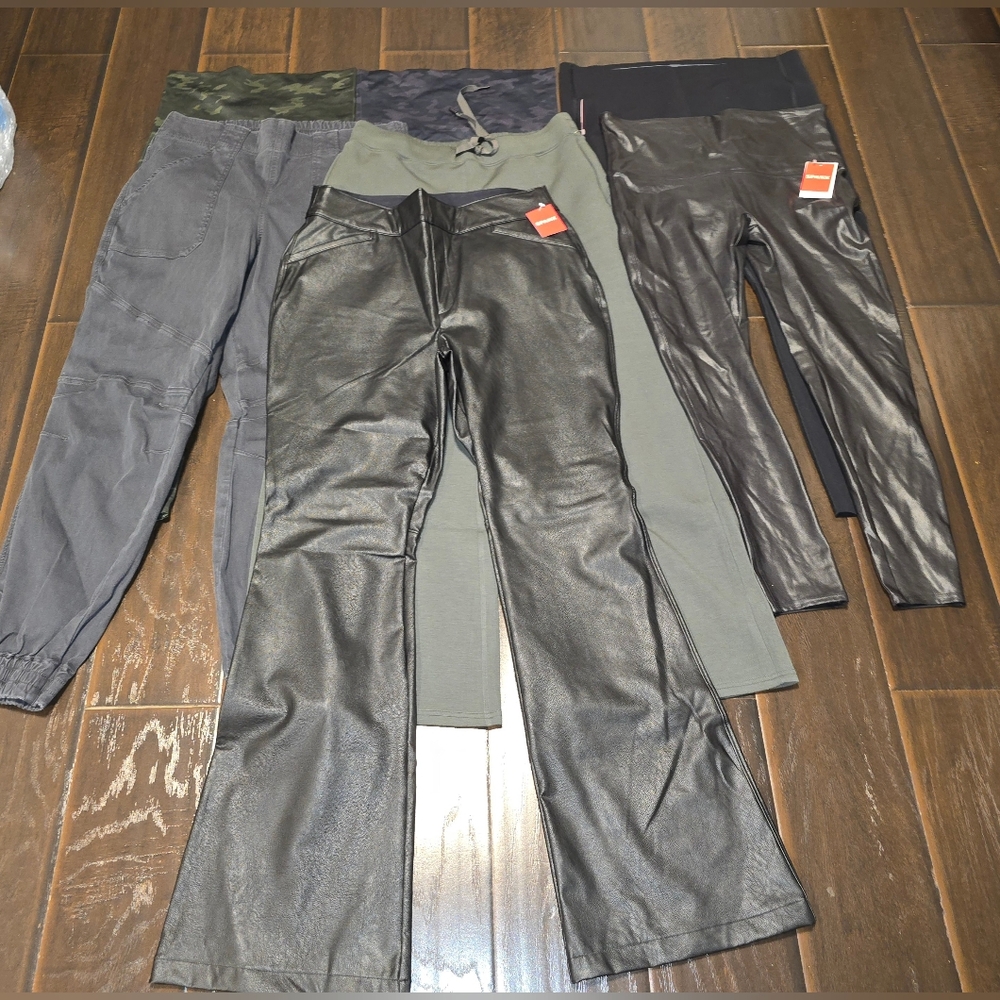 Spanx pants, leggings,leather 1x black green Grey camo leggings 7 pairs Womens